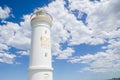 Kiama Harbour Light, is an active lighthouse, is located close to the Blowhole Point. The image was taken in cloudy day.